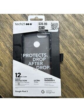 Tech 21 T21-6256 Evo Fitted Soft Shell Case for Google Pixel 3 - Smokey/Black